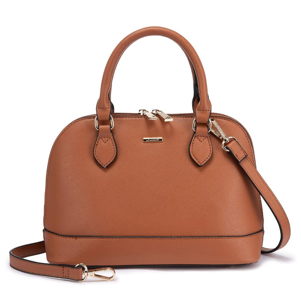 Classic Double Zip Top Handle Dome Satchel Bag Elegant Minimal Chic